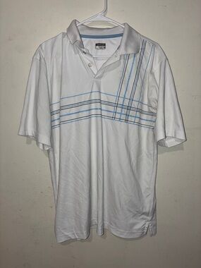 Slazenger White Polo with Light Blue Stripe Accents